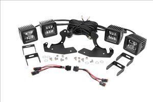 LED Light Kit Fog Mount Dual 2 Inch Black Pairs Chevy Silverado 1500/2500HD/3500HD 2WD/4WD Rough Country