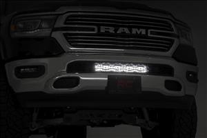 LED Light Kit Bumper Mount 20 Inch Black Dual Row White DRL Ram 1500 (19-24) Rough Country