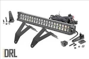 LED Light Kit Bumper Mount 20 Inch Black Dual Row Amber DRL Ram 1500 (19-24) Rough Country