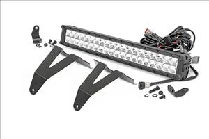 LED Light Kit Bumper Mount 20 Inch Chrome Dual Row Amber DRL Ram 1500 (19-24) Rough Country