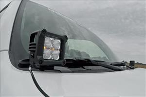 LED Light Kit Ditch Mount 2 Inch Black Flood Pair Toyota 4Runner (10-24) Rough Country