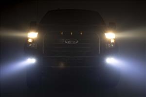 LED Light Kit Fog Mount Dual 2 Inch Black Pairs SAE Ford F-150 (15-17) Rough Country
