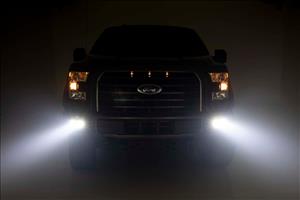 LED Light Kit Fog Mount Dual 2 Inch Black Pairs Spot Ford F-150 (15-17) Rough Country