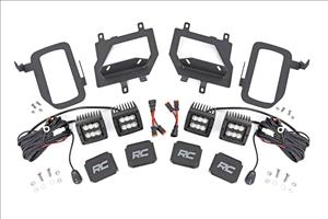 LED Light Kit Fog Mount Dual 2 Inch Black Pairs Flood Ford F-150 (15-17) Rough Country