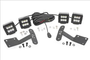 LED Light Kit Ditch Mount Dual 2 Inch Black Pairs Spot Toyota Tundra (14-21) Rough Country