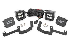 LED Light Kit Ditch Mount 2 Inch Black Pair Spot Chevy Silverado 1500 (19-26) Rough Country