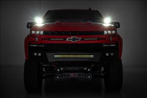 LED Light Kit Ditch Mount 2 Inch Black Pair White DRL Chevy Silverado 1500 (19-26) Rough Country