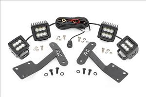 LED Light Kit Ditch Mount Dual 2 Inch Black Pairs Spot/Flood Toyota Tundra (14-21) Rough Country