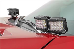 LED Light Kit Ditch Mount Dual 2 Inch Black Pairs Spot/Flood Toyota Tundra (14-21) Rough Country