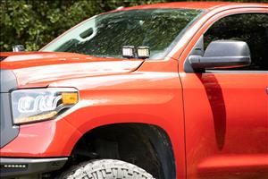 LED Light Kit Ditch Mount Dual 2 Inch Black Pairs Spot/Flood Toyota Tundra (14-21) Rough Country