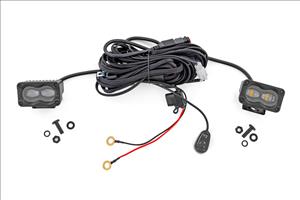 3x1.75 Inch Black Series Yellow LED Slim Aux SAE Fog Pair Rough Country