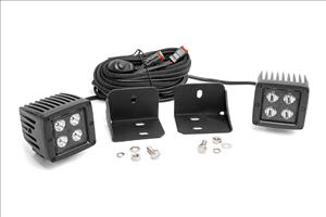 LED Light Cab Mount 2 Inch Black Pair Flood Can-Am Defender HD 5/HD 8/HD 9/HD 10 Rough Country