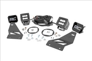 LED Light Kit Fog Mount 2 Inch Black Pair Spot Nissan Frontier (05-20) Rough Country