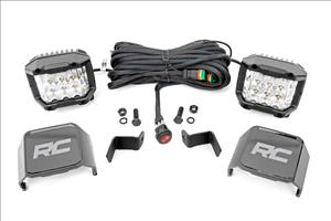 LED Light Ditch Mount 2 Inch Chrome Pair Wide Angle Ford F-150 (15-24) Rough Country