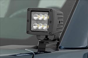 LED Light Ditch Mount 2 Inch Chrome Pair Wide Angle Ford F-150 (15-24) Rough Country