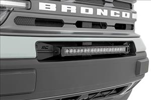 LED Light Kit Bumper Mount 20 Inch Black Single Row White DRL Ford Bronco Sport (21-26) Rough Country