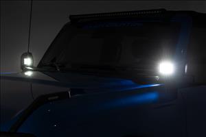 LED Light Kit Ditch Mount 2 Inch Black Pair Amber DRL Ford Bronco (21-25) Rough Country