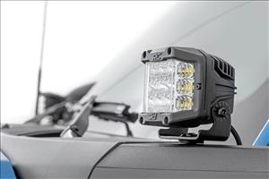 LED Light Kit Ditch Mount 2 Inch Chrome Pair Wide Ford Bronco 4WD (21-25) Rough Country