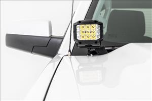 LED Ditch Light Kit 2in Black Pair White DRL Silverado/Sierra 1500 (14-18 & Classic) Rough Country