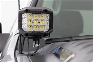 LED Light Kit Ditch Mount 2 Inch Black Pair Spot Chevy 1500 & Silverado/Sierra 2500HD/3500HD (07-14) Rough Country