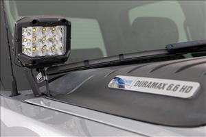 LED Light Kit Ditch Mount 2 Inch Black Pair Spot Chevy 1500 & Silverado/Sierra 2500HD/3500HD (07-14) Rough Country