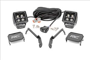 LED Light Ditch Mount 2 Inch Black Pair White DRL Chevy 1500 (2007-2013) Rough Country