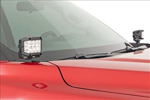 LED Light Kit Ditch Mount 2 Inch Black Pair Flood Toyota Tundra (22-26) Rough Country