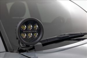 LED Light Kit Ditch Mount 2 Inch Black Pair Flood Toyota Tacoma (16-23) Rough Country