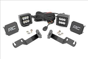 LED Light Kit Ditch Mount 2 Inch Black Pair Spot Toyota Tacoma (05-15) Rough Country