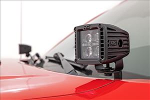 LED Light Kit Ditch Mount 2 Inch Black Pair Spot Toyota Tacoma (05-15) Rough Country