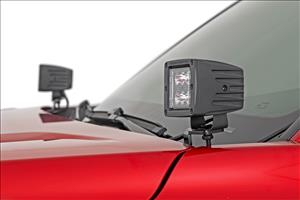 LED Light Kit Ditch Mount 2 Inch Black Pair Spot Toyota Tacoma (24-26) Rough Country