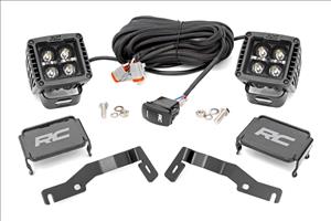 LED Light Kit Ditch Mount 2 Inch Black Pair Amber DRL Toyota Tacoma (24-26) Rough Country