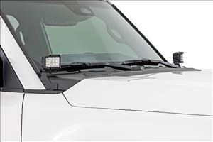LED Light Kit Ditch Mount 2 Inch Black Pair White DRL Toyota Land Cruiser (24-26) Rough Country