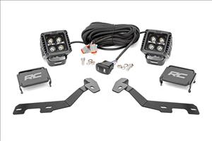 LED Light Kit Ditch Mount 2 Inch Black Pair Amber DRL Ram 1500 (19-26) Rough Country