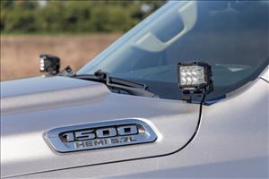 LED Light Kit Ditch Mount 2 Inch Black Pair Spot Ram 1500 2WD/4WD (19-26) Rough Country