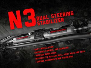 N3 Steering Stabilizer Dual 2.5-8 Inch Lift Jeep Gladiator JT/Wrangler JL (18-26) Rough Country