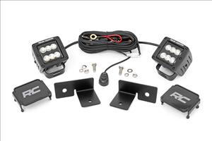 LED Light Kit Under Bed Mount 2 Inch Black Pair Spot Polaris General XP 4 1000 Rough Country