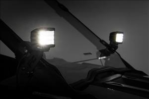 LED Light Kit A Pillar Mount 2 Inch Black Pair Spot Polaris RZR PRO XP Rough Country
