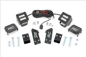 LED Light Kit A Pillar Mount 2 Inch Black Pair Flood Polaris RZR PRO XP Rough Country