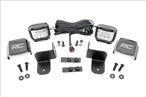 LED Light Kit Rear Mount 2 Inch Chrome Pair Wide Angle Polaris Ranger XP 1000 Rough Country