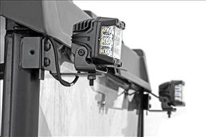 LED Light RR Cage Mount 2 Inch Black Flood Pair Polaris Ranger 1000/Ranger XP 900/1000 Rough Country