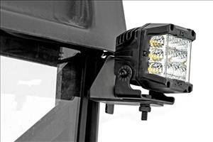 LED Light RR Cage Mount 2 Inch Black Flood Pair Polaris Ranger 1000/Ranger XP 900/1000 Rough Country