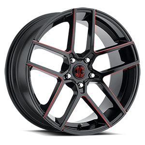 Glossy Black / Red Mill Machined