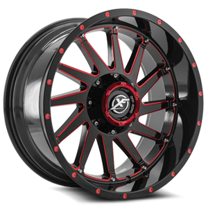 Gloss Black w/ Red Milling - 20x10