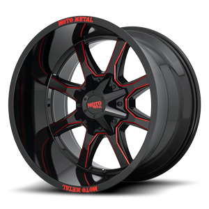 Gloss Black Red Milled Spokes